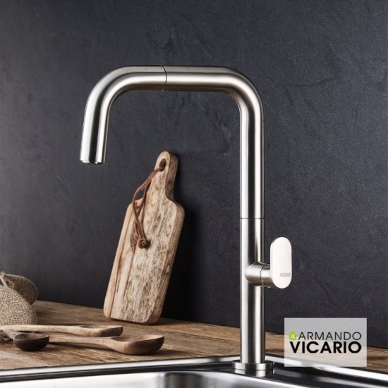 Μπαταρία Κουζίνας Armando Vicario Eva με Ντουζ 400746-110 Inox
